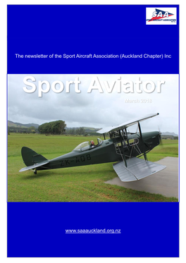 The Newsletter of the Sport Aircraft Association (Auckland Chapter) Inc Sport Aviator March 2018