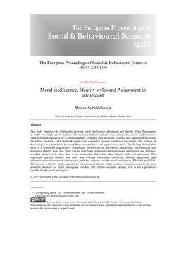 Moral Intelligence, Identity Styles and Adjustment in Adolescent