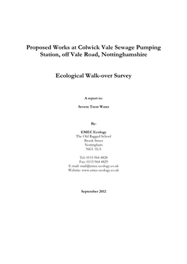 Proposed Works at Colwick Vale Sewage Pumping Station, Off Vale Road, Nottinghamshire