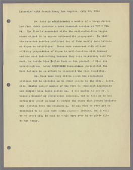 Interviev7 with Joseph Roos, Los Angeles, July 20, 194O Mr. Roos Is