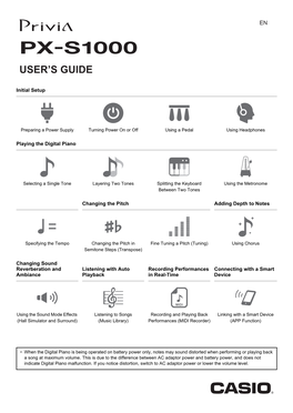 Casio PX-S1000 User's Guide