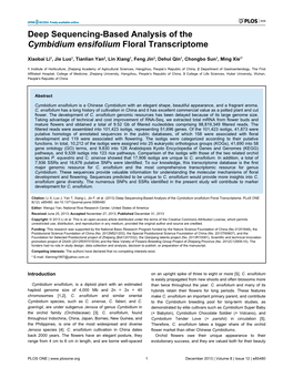 Deep Sequencing-Based Analysis of the Cymbidium Ensifolium Floral Transcriptome