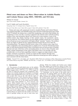 Pitted Cones and Domes on Mars: Observations in Acidalia Planitia and Cydonia Mensae Using MOC, THEMIS, and TES Data William H