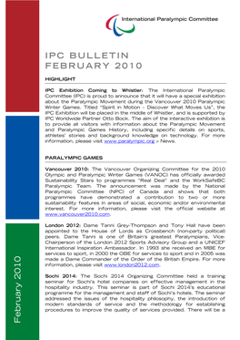 IPC BULLETIN FEBRUARY 2010 February 2010