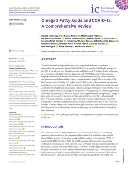 Omega 3 Fatty Acids and COVID-19: a Comprehensive Review