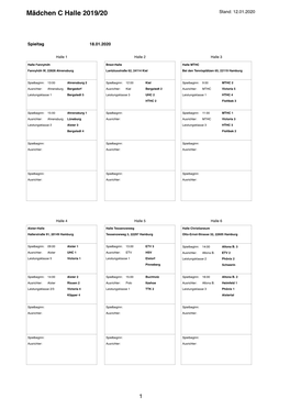 Spielplan MC Halle 2019:20 3. Spieltag 18.01.2020