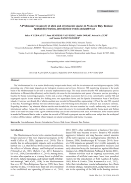 A Preliminary Inventory of Alien and Cryptogenic Species in Monastir Bay, Tunisia: Spatial Distribution, Introduction Trends and Pathways