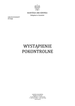 Wystąpienie Pokontrolne