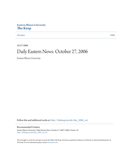 Daily Eastern News: October 27, 2006 Eastern Illinois University