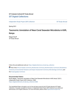 Taxonomic Annotation of Near-Coral Seawater Microbiota in Kilifi, Kenya