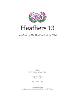 Heathers 13 Yearbook of the Heather Society 2016