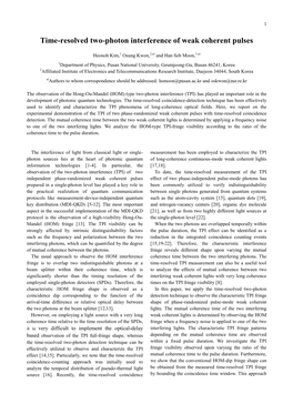 Time-Resolved Two-Photon Interference of Weak Coherent Pulses