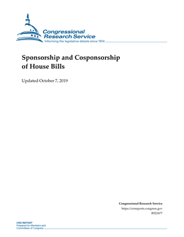 Sponsorship and Cosponsorship of House Bills