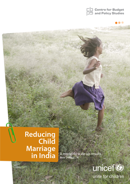 Reducing Child Marriage a Model to Scale up Results in India New Delhi 2016