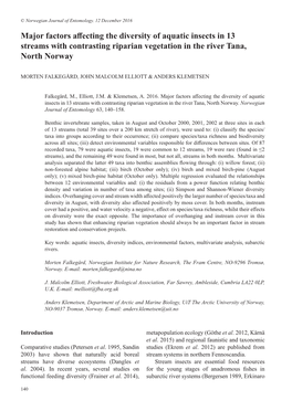 Major Factors Affecting the Diversity of Aquatic Insects in 13 Streams with Contrasting Riparian Vegetation in the River Tana, North Norway