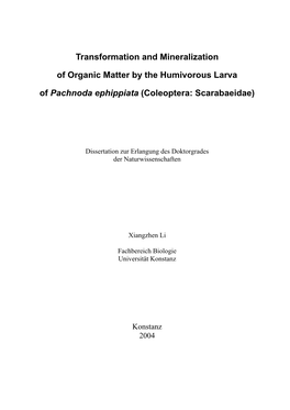 Transformation and Mineralization of Organic Matter by the Humivorous