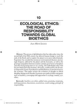 Ecological Ethics: the Road of Responsibility Towards Global Bioethics