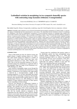 Latitudinal Variation in Morphology in Two Sympatric Damselfly Species with Contrasting Range Dynamics (Odonata: Coenagrionidae)