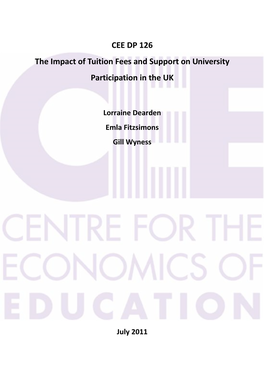 The Impact of Higher Education Finance on Participation in the UK