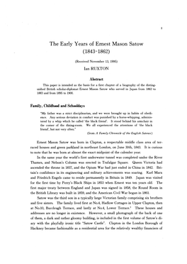 The Early Years of Ernest Mason Satow