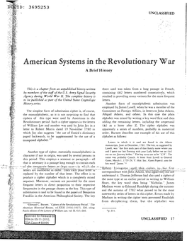 American Systems in the Revolutionary War a Brief History