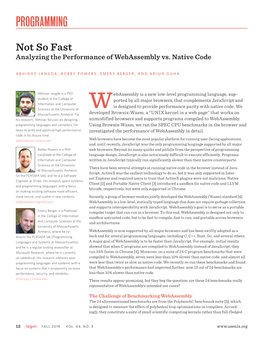 Analyzing the Performance of Webassembly Vs. Native Code (PDF)