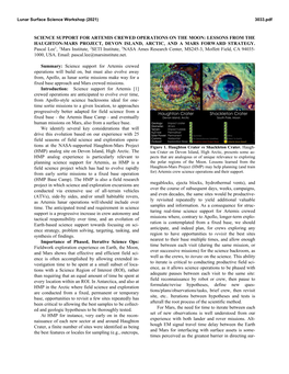 Science Support for Artemis Crewed Operations on the Moon: Lessons from the Haughton-Mars Project, Devon Island, Arctic, and a Mars Forward Strategy