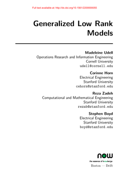 Generalized Low Rank Models