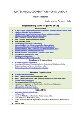 Ilo Technical Cooperation – Child Labour