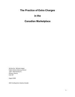 The Practice of Extra Charges in the Canadian Marketplace