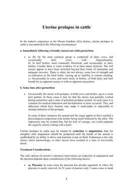 Uterine Prolapse in Cattle