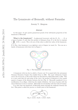 24 May 2014 the Lemniscate of Bernoulli, Without Formulas