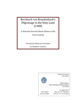 Bernhard Von Breydenbach's Pilgrimage to the Holy Land (1488)