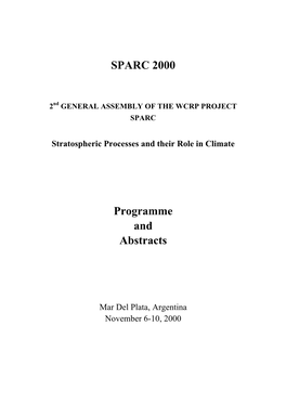 SPARC 2000 Programme and Abstracts