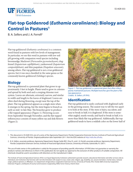 Euthamia Caroliniana): Biology and Control in Pastures1 B