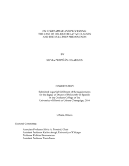 On L2 Grammar and Processing: the Case of Oblique Relative Clauses and the Null-Prep Phenomenon