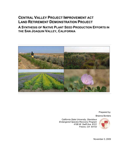 A Synthesis of Native Seed Production Efforts in the San Joaquin Valley