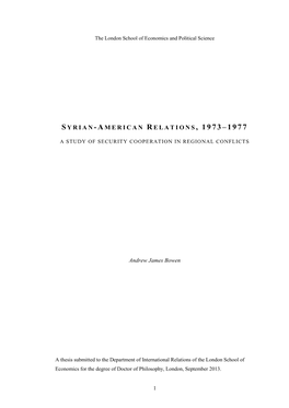 Syrian -American Relations , 1973–1977