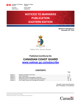 Notices to Mariners Publication Eastern Edition