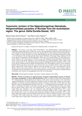 Taxonomic Revision of the Nippostrongylinae \(Nematoda