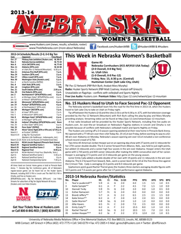 This Week in Nebraska Women's Basketball