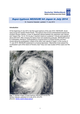 Super-Typhoon NEOGURI Hit Japan in July 2014 Dr