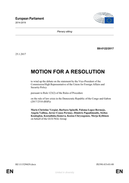 En En Motion for a Resolution