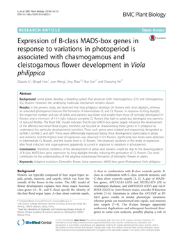 Expression of B-Class MADS-Box Genes in Response to Variations In