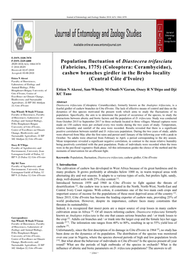 Population Fluctuation of Diastocera Trifasciata (Fabricius, 1775