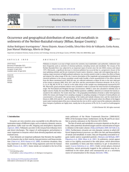 Occurrence and Geographical Distribution of Metals and Metalloids in Sediments of the Nerbioi-Ibaizabal Estuary (Bilbao, Basque Country)