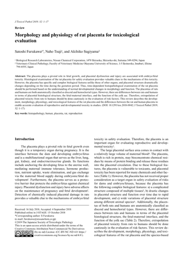 Morphology and Physiology of Rat Placenta for Toxicological Evaluation