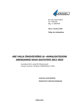 Are Valla ÜVKA Arendamise Kava Aastateks 2011-2023