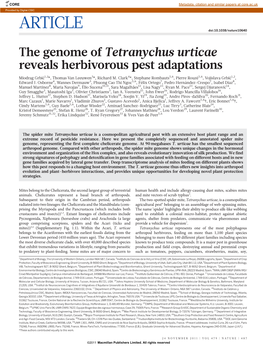 The Genome of Tetranychus Urticae Reveals Herbivorous Pest Adaptations