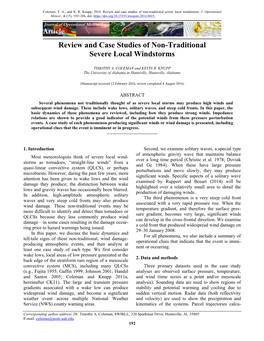 Article Review and Case Studies of Non-Traditional Severe Local